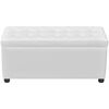 vidaXL Storage Ottoman White PVC, Cotton, Polyester, Wood