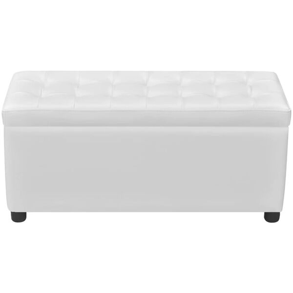 vidaXL Storage Ottoman White PVC, Cotton, Polyester, Wood