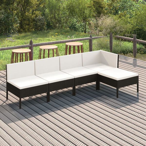 vidaXL Garden Lounge Set Black, Cream White