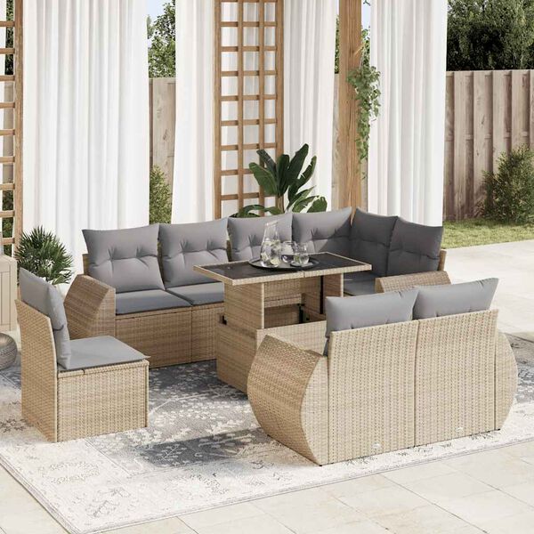 vidaXL Garden Sofa Set Beige and Light Grey