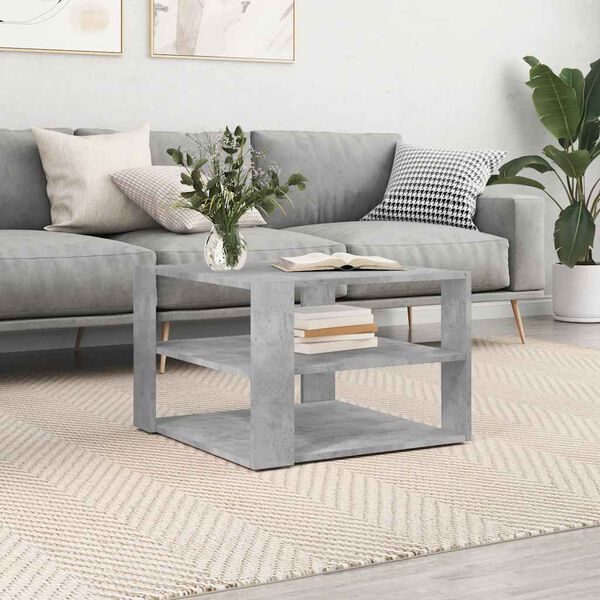 vidaXL Coffee Table Concrete Gray Engineered Wood Small Square Modern
