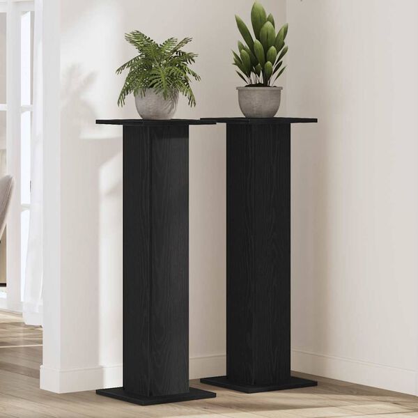 vidaXL Plant Stand 2 pcs Black Oak 11.81 x 11.81 x 37.40 in