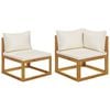 vidaXL Sofa Set Set of 2 Cream White Solid Acacia wood, Polyester