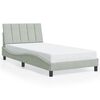 vidaXL Bed Frame with LED without Mattress "Hanko" Light Gray 39.4"x74.8" Velvet
