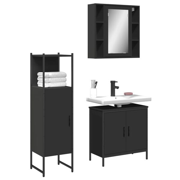 vidaXL Bathroom Cabinet Set Black