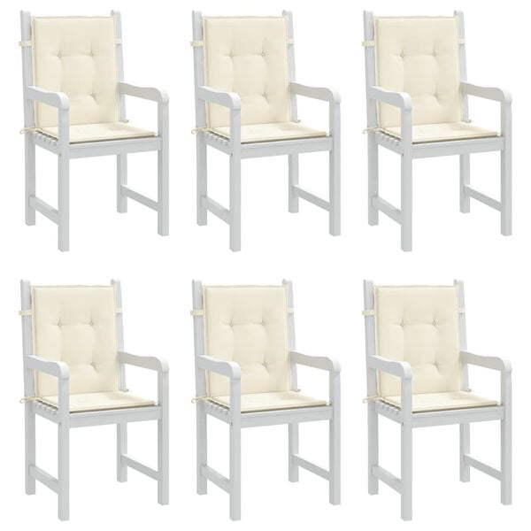 vidaXL Lowback Chair Cushion Set of 6 Cream Oxford fabric (100% polyester)