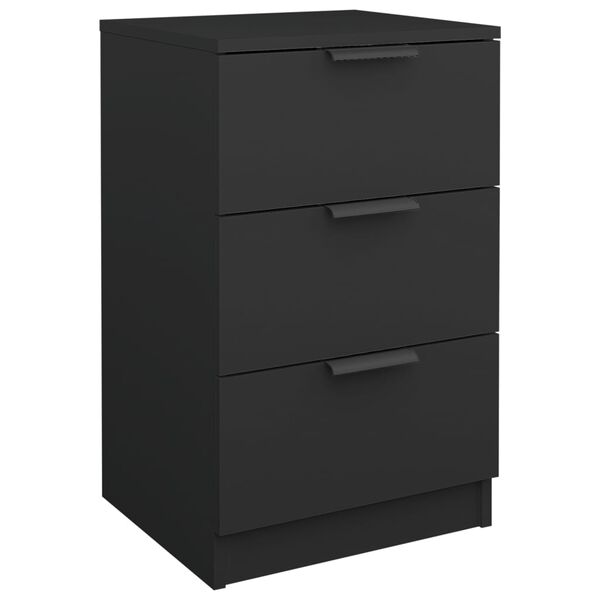 vidaXL Bedside Cabinet Black Engineered wood Standard Bedside Cabinet