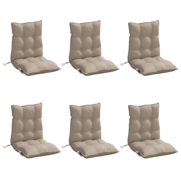 vidaXL Lowback Chair Cushion Set of 6 Taupe Oxford fabric (100% polyester)