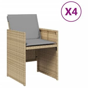 vidaXL Patio Chair Mix Beige Poly Rattan Standard Foldable Patio Chair