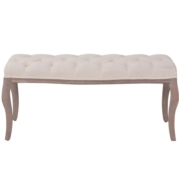 vidaXL Bench Cream White Viscose, Polyester, Linen, Cotton, Solid Wood