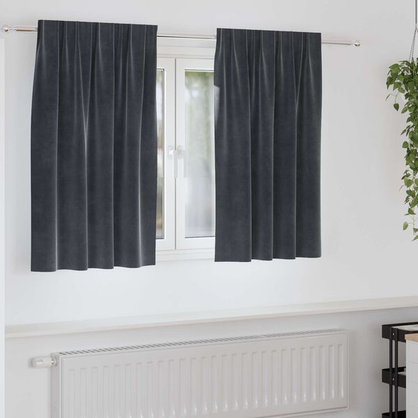 vidaXL Blackout Curtains 2 pcs Dark Grey 55.12 x 55.12 in Velvet