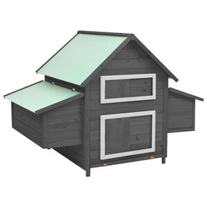 vidaXL Chicken Coop Grey and White Solid Firwood 59.1x37.8x43.3 in