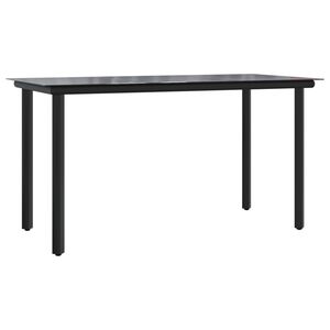 vidaXL Dining Table Black Powder-coated steel, tempered glass