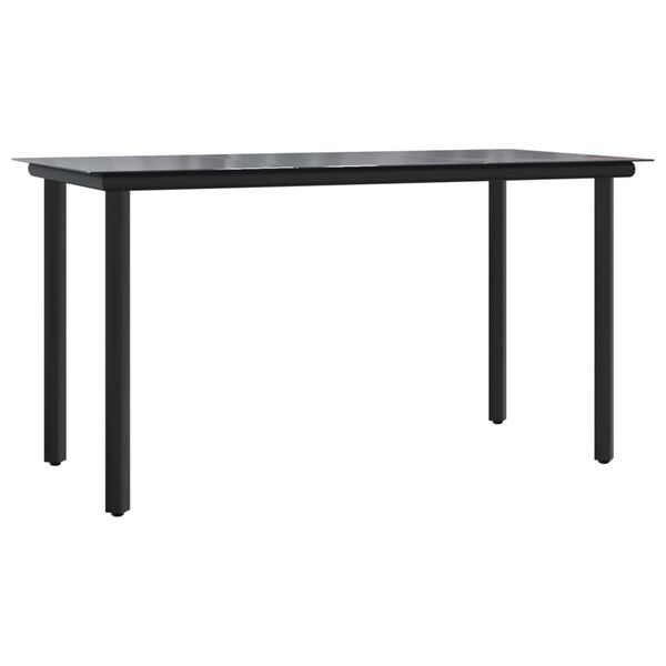 vidaXL Dining Table Black Powder-coated steel, tempered glass