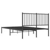 vidaXL Bed Frame Black Steel 47 x 79 in Bed Frame Rectangular