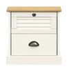 vidaXL Bedside Cabinet White Solid Pine Wood, Engineered Wood, Metal