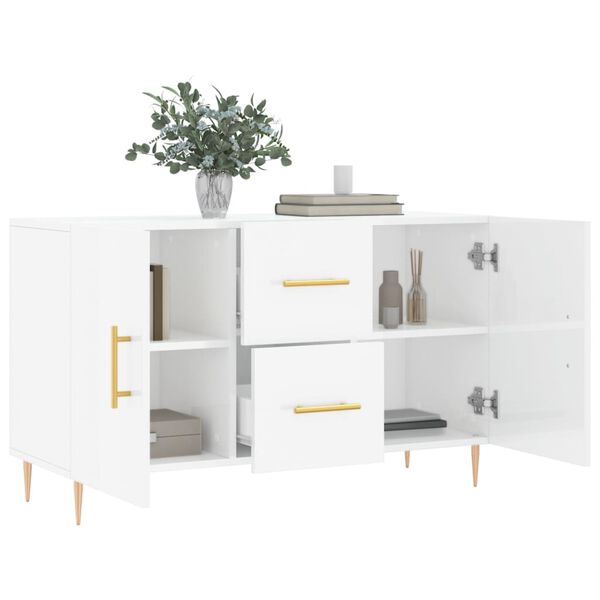 vidaXL Sideboard High gloss white Engineered wood, metal Medium