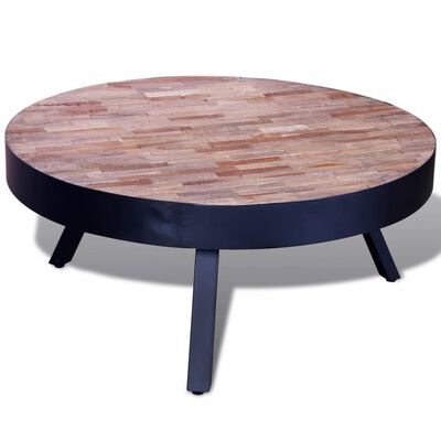 Vidaxl Coffee Table Round Reclaimed, Round Wooden Coffee Tables Uk