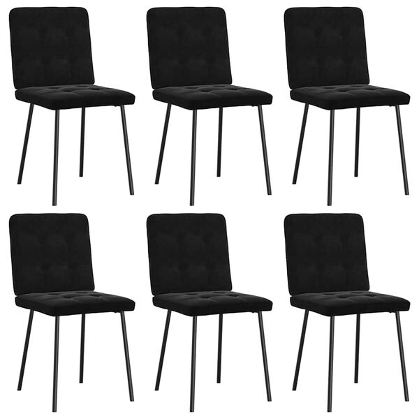 vidaXL Dining Chair Set of 6 Black Velvet, metal, plywood Durable