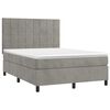 vidaXL Box Spring Bed with Mattress&LED Light Gray 53.9"x74.8" Full Velvet