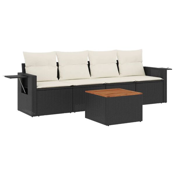 vidaXL Garden Sofa Set Black and Cream