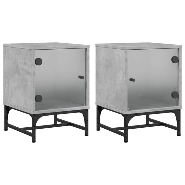 vidaXL Bedside Cabinet Set of 2 Concrete grey
