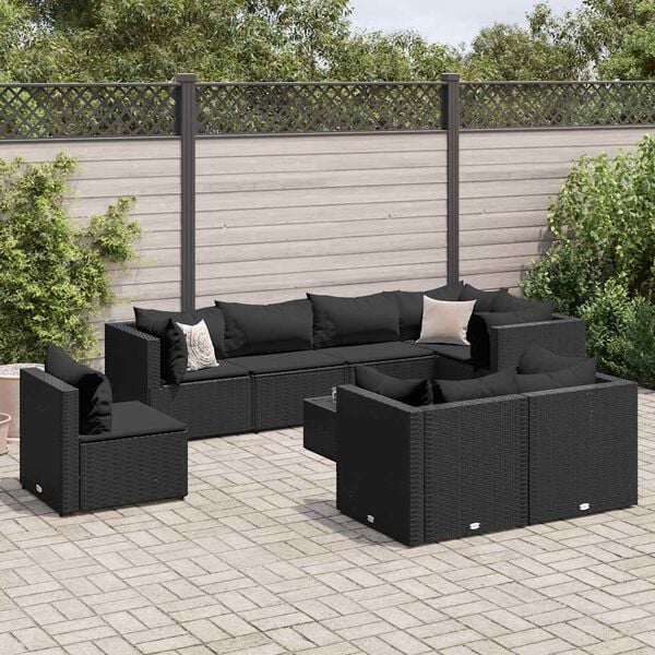 vidaXL Patio Lounge Set Set of 8 Black
