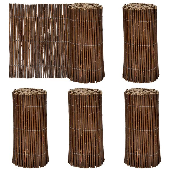 vidaXL Lawn Fence 5 pcs Brown 78.74 x 11.81 in