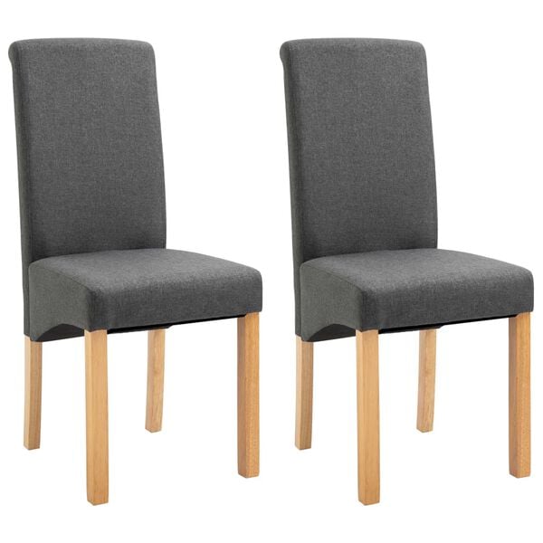 vidaXL Dining Chair Set of 2 Grey Fabric Standard Ergonomic