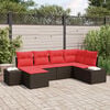 vidaXL Garden Sofa Set with Cushion 6 pcs Brown Poly Rattan