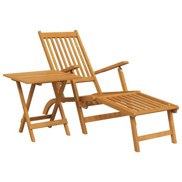 vidaXL Deck Chair Natural wood Solid acacia wood Standard Foldable