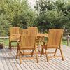 vidaXL Reclining Garden Chair Set of 4 Teak Solid teak wood Medium