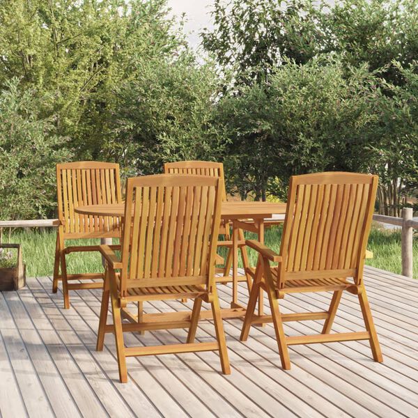 vidaXL Reclining Garden Chair Set of 4 Teak Solid teak wood Medium