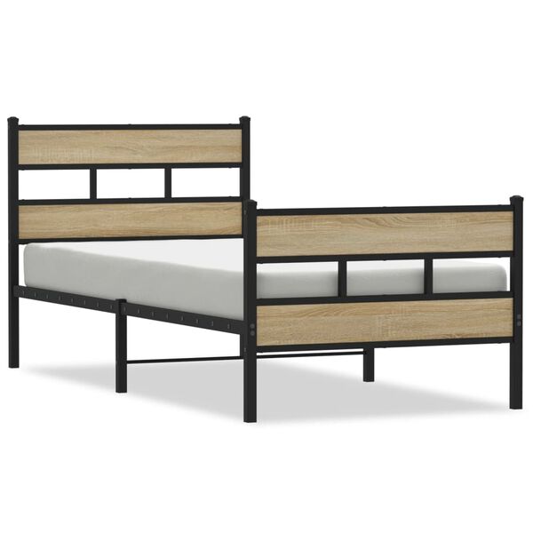 vidaXL Bed Frame Black Iron Twin Bed Frame Rectangular Industrial