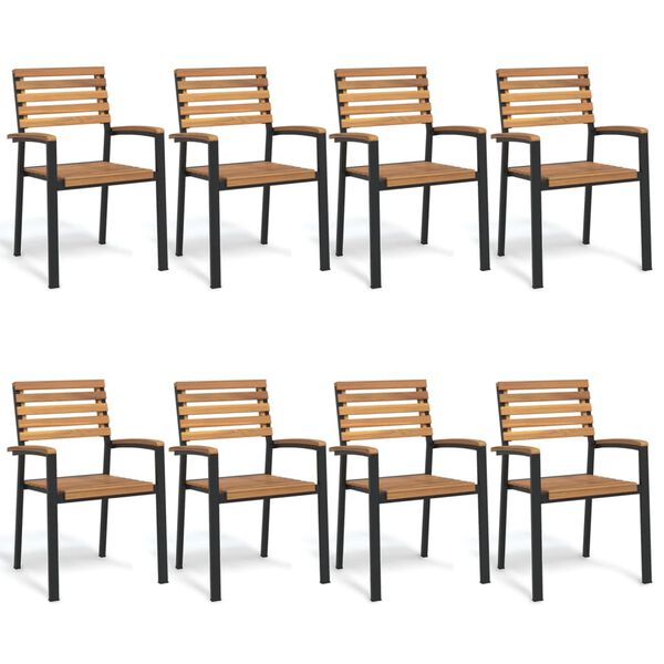 vidaXL Stackable Patio Chairs 8 pcs Solid Wood Acacia and Metal