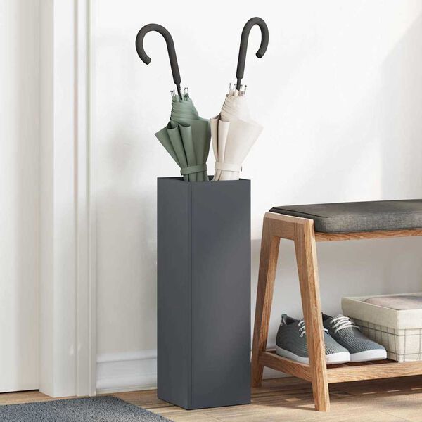 vidaXL Umbrella Stand Anthracite 15.5 x 15.5 x 49 cm Metal