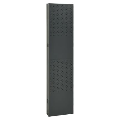 Single tall dark gray perforated locker with two large perforated sections.