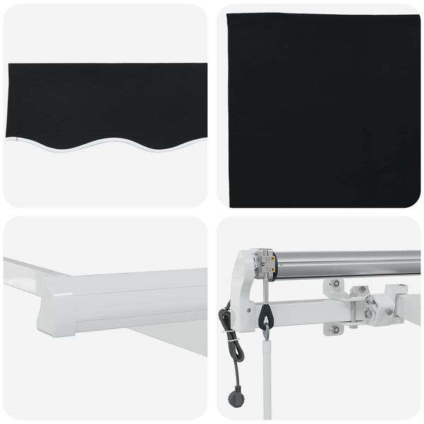 vidaXL Retractable Awning Black 157.48 x 118.11 in Fabric and Steel