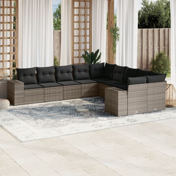 vidaXL Garden Sofa Set Grey PE wicker Large Modular Garden Sofa Set