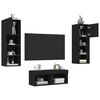 vidaXL 4 Piece TV Wall Stands with LED Lights Black
