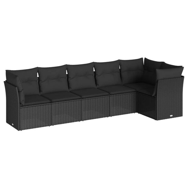 vidaXL Garden Sofa Set Black PE rattan, powder-coated steel, polyester