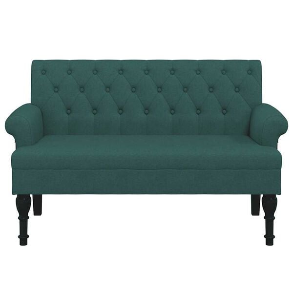 vidaXL Bench Dark Green Fabric (100% polyester), plywood, solid rubberwood