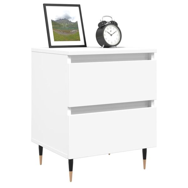vidaXL Bedside Cabinet White Engineered wood, Iron 15.7x13.8x19.7 in