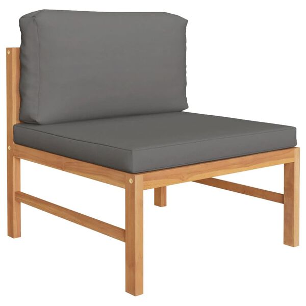 vidaXL Garden Lounge Set Dark grey, natural wood Teak wood, polyester