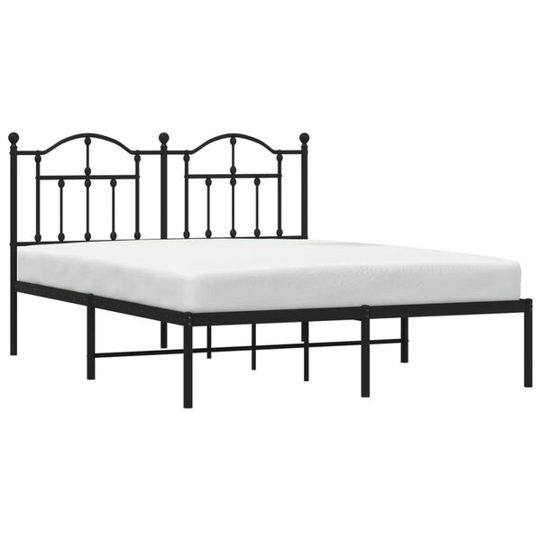 vidaXL Bed Frame Black Powder-coated Steel Double Bed Frame
