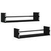 vidaXL Wall Shelf Set of 2 Black Engineered wood, Steel Large