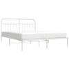 vidaXL Bed Frame White Powder-Coated Steel Double Bed Frame