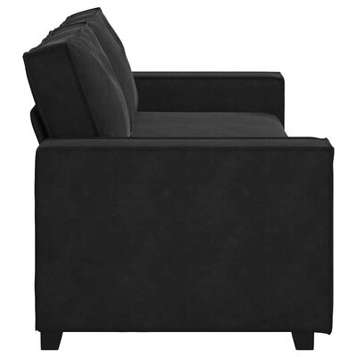 Close-up of the sofa's black upholstery fabric on the armrest side, highlighting texture.