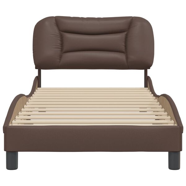 vidaXL Bed Frame without Mattress "Hvar" Brown 31.5"x78.7" Faux Leather