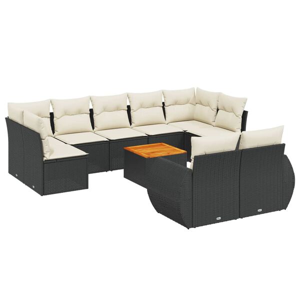 vidaXL Garden Sofa Set Black and Cream White